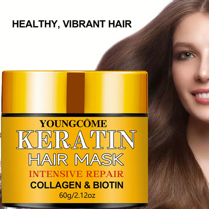 Biotin Collagen Keratin Hair Mask for Dry Damaged Hair, Deep Repair Conditioning Treatment with Nourishing Essential Oils