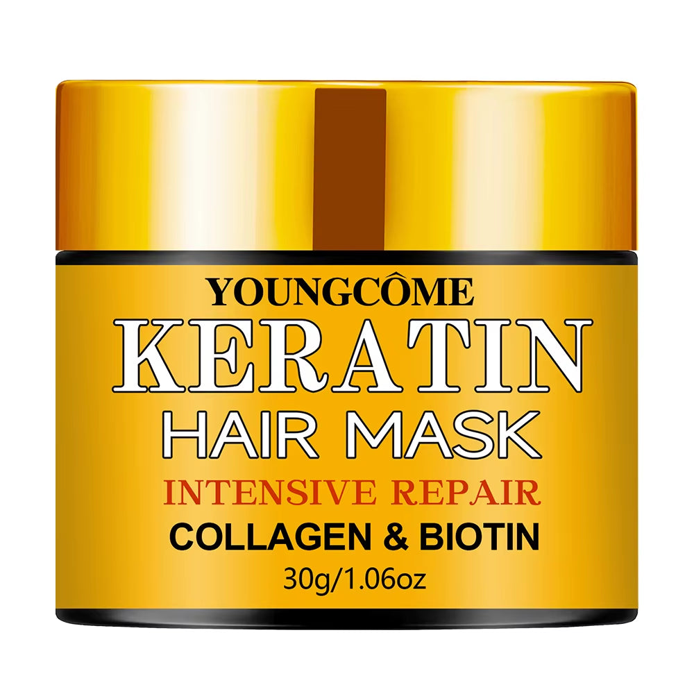 Biotin Collagen Keratin Hair Mask for Dry Damaged Hair, Deep Repair Conditioning Treatment with Nourishing Essential Oils