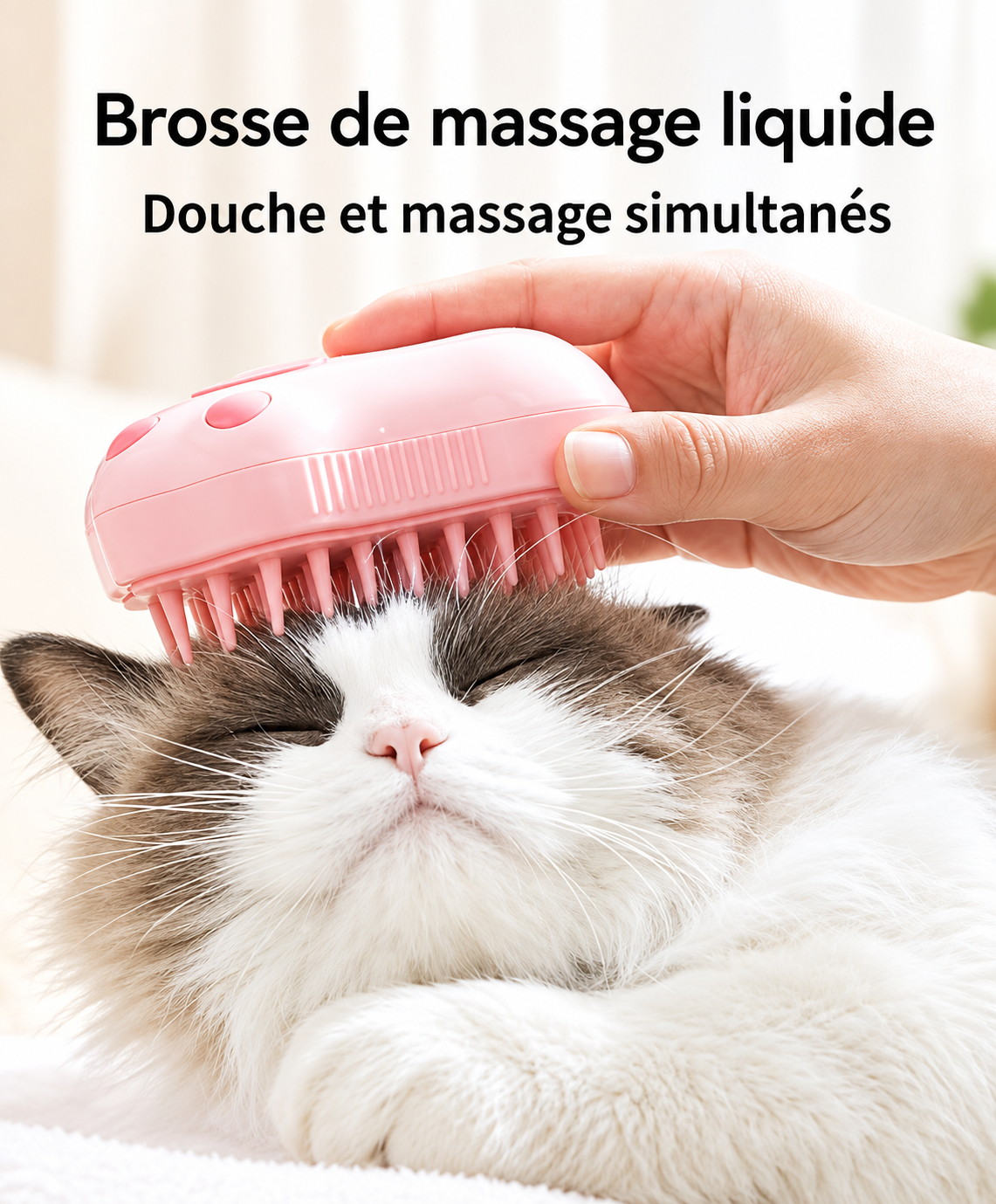 Brosse pour animaux 3-en-1 – Brosse vapeur, peigne électrique avec spray pour chats et chiens – Massage, toilettage et élimination des poils morts