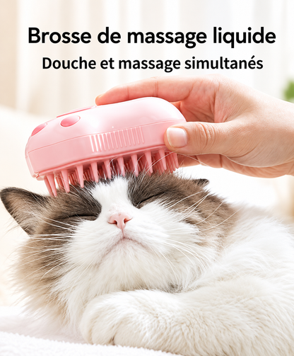 Brosse pour animaux 3-en-1 – Brosse vapeur, peigne électrique avec spray pour chats et chiens – Massage, toilettage et élimination des poils morts